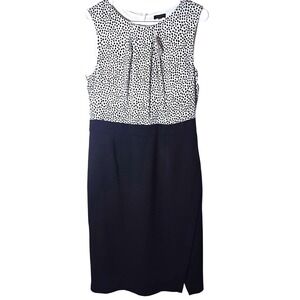 NWT Talbots Size 10 White Black Polka Dot Sleeveless Lined Poly Dress‎